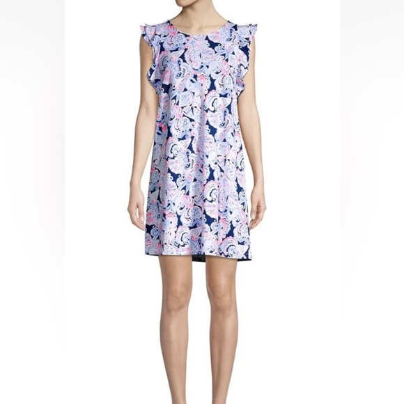 Lilly Pulitzer Dani Ruffled Abstract Shift Dress (1) - Picture 2 of 9